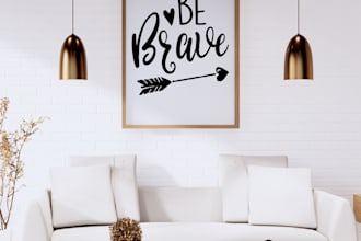 design minimalist be brave printable wall art for home decor