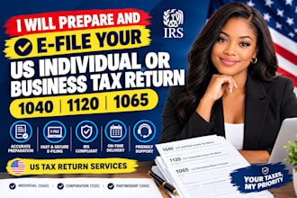prepare and efile your US individual or business tax return 1040 1120 1065