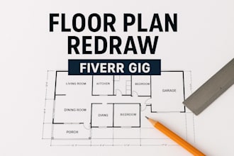redraw floor plans in autocad, PDF to dwg, or sketch to cad