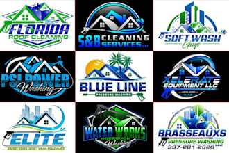 do a creative cleaning, pressure washing and power washing logo for you