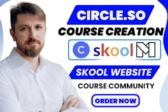 create skool community group, develop online courses and setup circle so