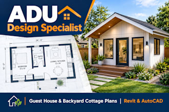 design adu, guest house, and backyard cottage floor plans in revit and autocad