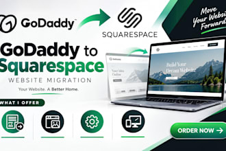 migrate godaddy to squarespace , website migration redesign and setup