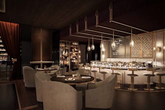 design 3d restaurant, café, coffee shop, bar interior and exterior rendering