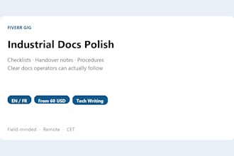 polish industrial technical docs, checklists or handover notes