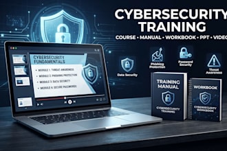 create cybersecurity preparedness course, training manual, workbook, PPT, video
