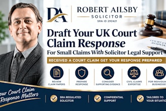 draft your uk court claim response for small claims with solicitor legal support