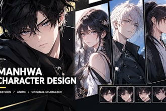 create manhwa character design, korean webtoon art and anime characters