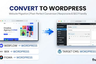 convert webflow, wix, squarespace, figma or ai website to wordpress