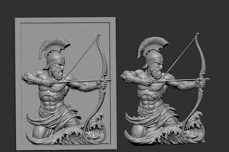 do digital sculpting for high relief wall art, cnc carving, 3d statue for print