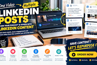 repurpose your podcast video or webinar into linkedin content