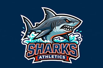 make modern style for shark sport mascot logo design service