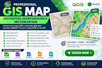 do gis map digitization, georeferencing and vectorization in qgis or arcgis