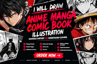draw manga, anime comic, webtoon, manhwa and character illustration manga sketch