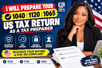 prepare your 1040 1120 1065 US tax return as a tax preparer