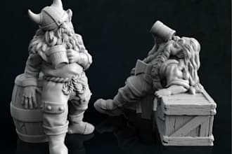 sculpt in zbrush optimized for 3d printing,2d to 3d miniatures,dramatic pose,stl