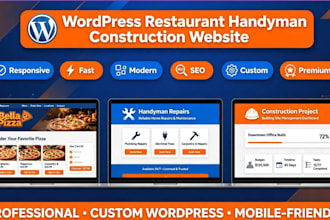 design restaurants website, handyman website, construction website in wordpress