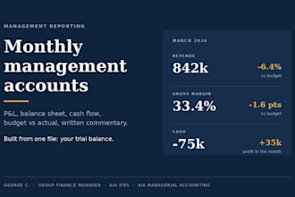 prepare your monthly management accounts with budget vs actual
