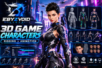 3d game characters, rigging and animation in unity and ue5