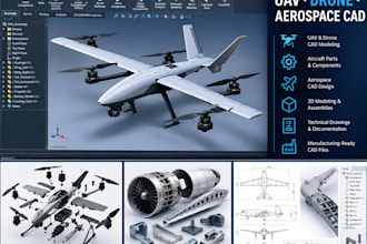 design uav, drone cad, aircraft parts, aerospace cad and manufacturing models