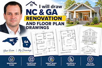 draw nc  ga renovation and floor plan drawings