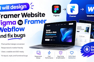 design framer website figma to framer webflow and fix bugs