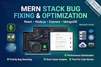 fix bugs and errors in your react node js mern application