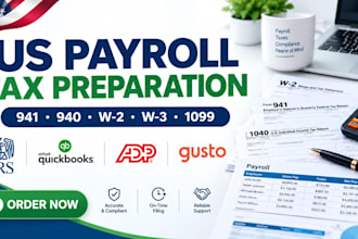 prepare and file US payroll taxes 941 940 w2 w3 and 1099