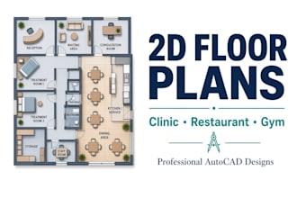 design professional 2d autocad floor plans for clinics restaurant and gym