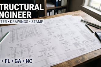 provide structural engineer letter, drawings and stamp for permit tx, fl, ga, nc