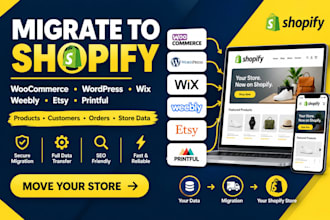migrate woocommerce wordpress weebly esty printful, lightspeed,or wix to shopify