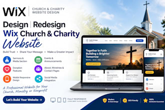 design redsign wix church charity website sermon events donation features flyer