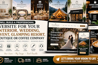 build interior wedding event glamping resorts boutique coffee company website