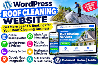 design wordpress cleaning service website with quote booking form roof plumbing