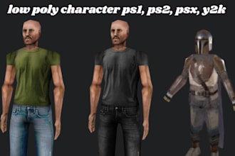 create, rig, animate ps1 ps2 psx low poly 3d characters retro game characters