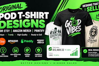 create original pod t shirt designs for etsy amazon merch and printify