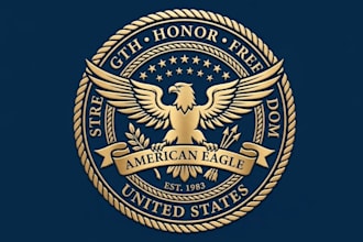 draw american, eagle, falcon, phoenix, hawk or badge logo