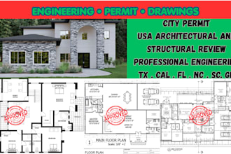 draw stamped architectural plan mep city permit floor plan florida california tx