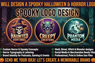 design a spooky halloween logo and horror brand identity