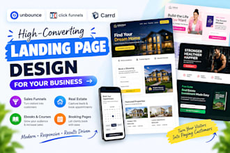 design unbounce clickfunnels carrd ebook real estate booking landing page design