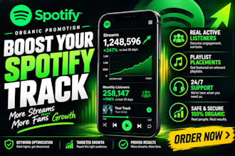 set up organic spotify promotion for streams, listeners, and followers