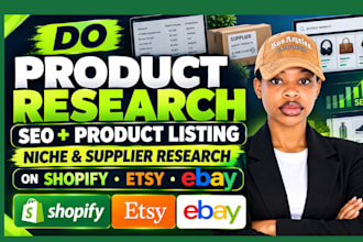 do product research seo product listing niche supplier research on shopify etsy
