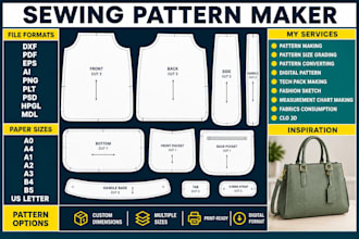design professional cad sewing patterns for all kinds of custom bags