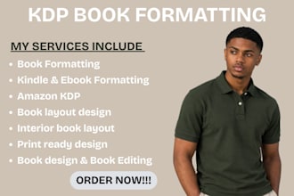 do interior book layout design, book formatting, ebook and print layout for KDP