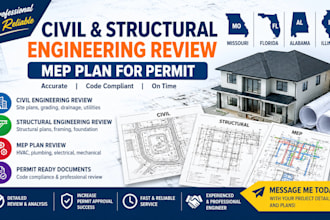 civil and structural engineering review mep plan for permit in missouri fl al il