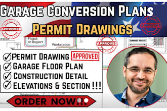 create garage conversion plans, permit drawings and floor plans