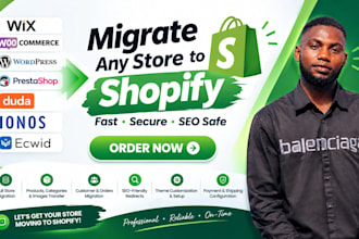 migrate wix woocommerce wordpress prestashop duda ionos ecwid to shopify store