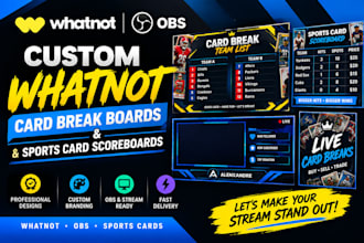 design custom whatnot card break boards and sports card scoreboards