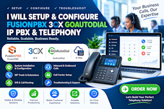 setup, configure fusionpbx, 3cx, goautodial, IP pbx, telephony and voip server