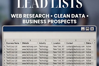 build targeted b2b lead lists through web reserch